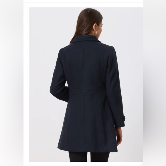 Allegra K Overcoat Single Breasted & Pockets - Picture 2 of 7